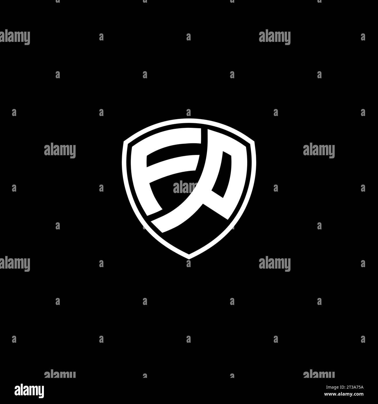 FP logo monogram emblem style with shield shape design template ideas Stock Vector