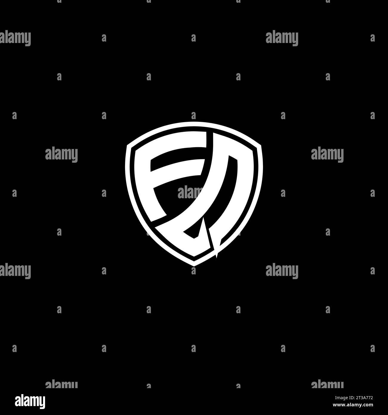 FQ logo monogram emblem style with shield shape design template ideas Stock Vector