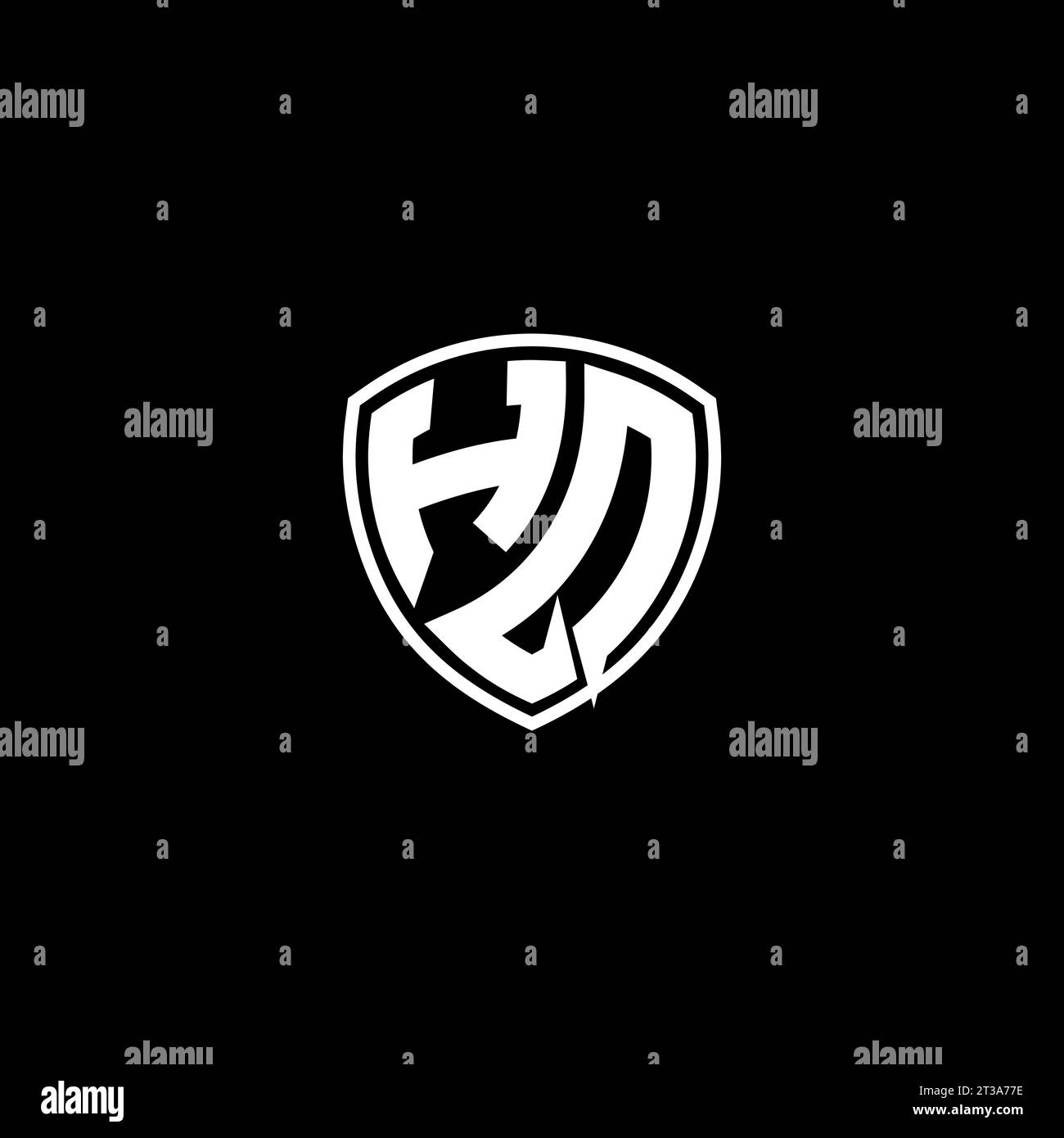 HQ logo monogram emblem style with shield shape design template ideas Stock Vector