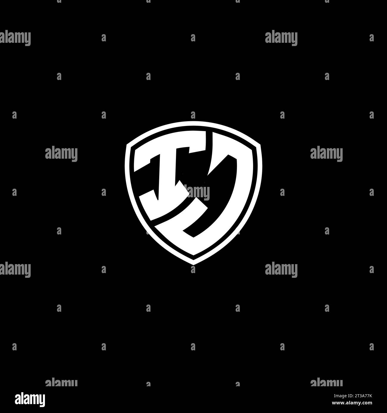 IJ logo monogram emblem style with shield shape design template ideas Stock Vector