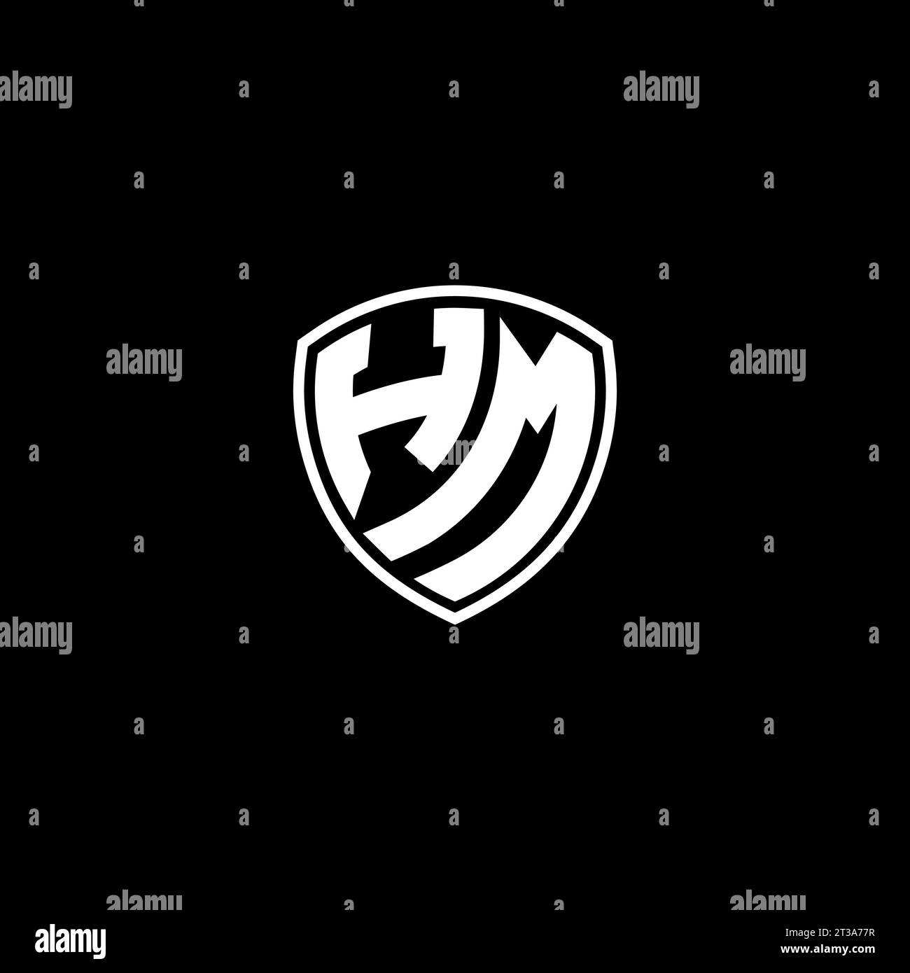 HM logo monogram emblem style with shield shape design template ideas Stock Vector