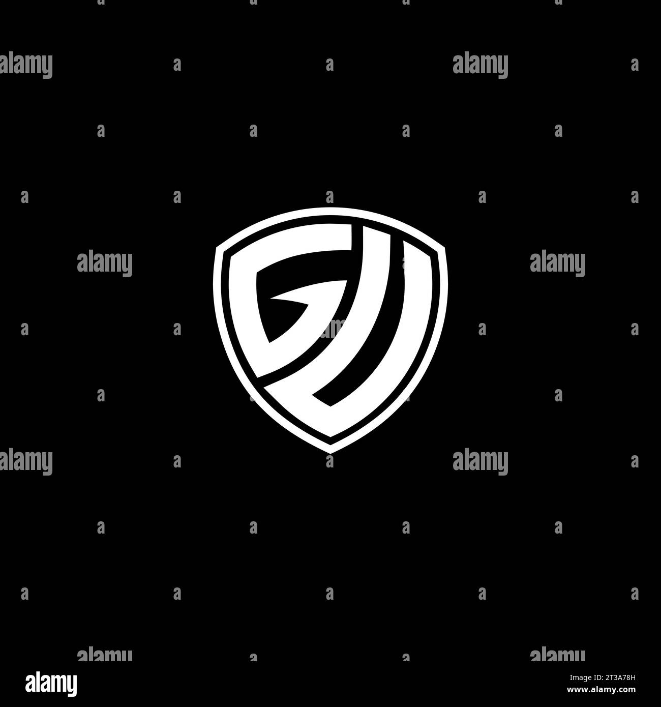 GU logo monogram emblem style with shield shape design template ideas Stock Vector