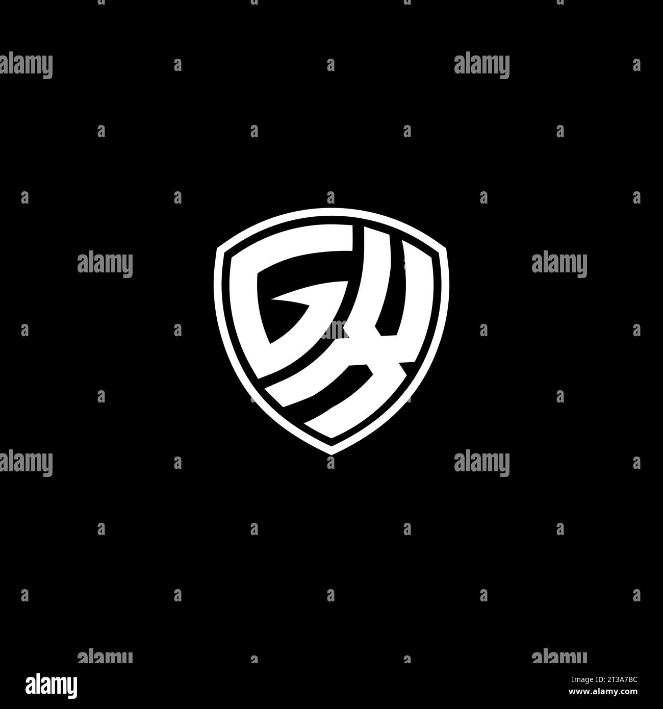 GX logo monogram emblem style with shield shape design template ideas Stock Vector