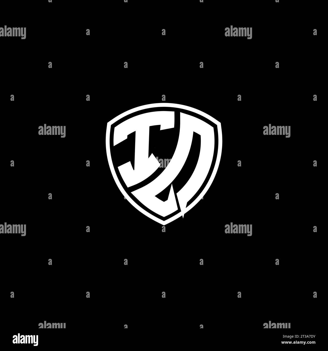 IQ logo monogram emblem style with shield shape design template ideas Stock Vector
