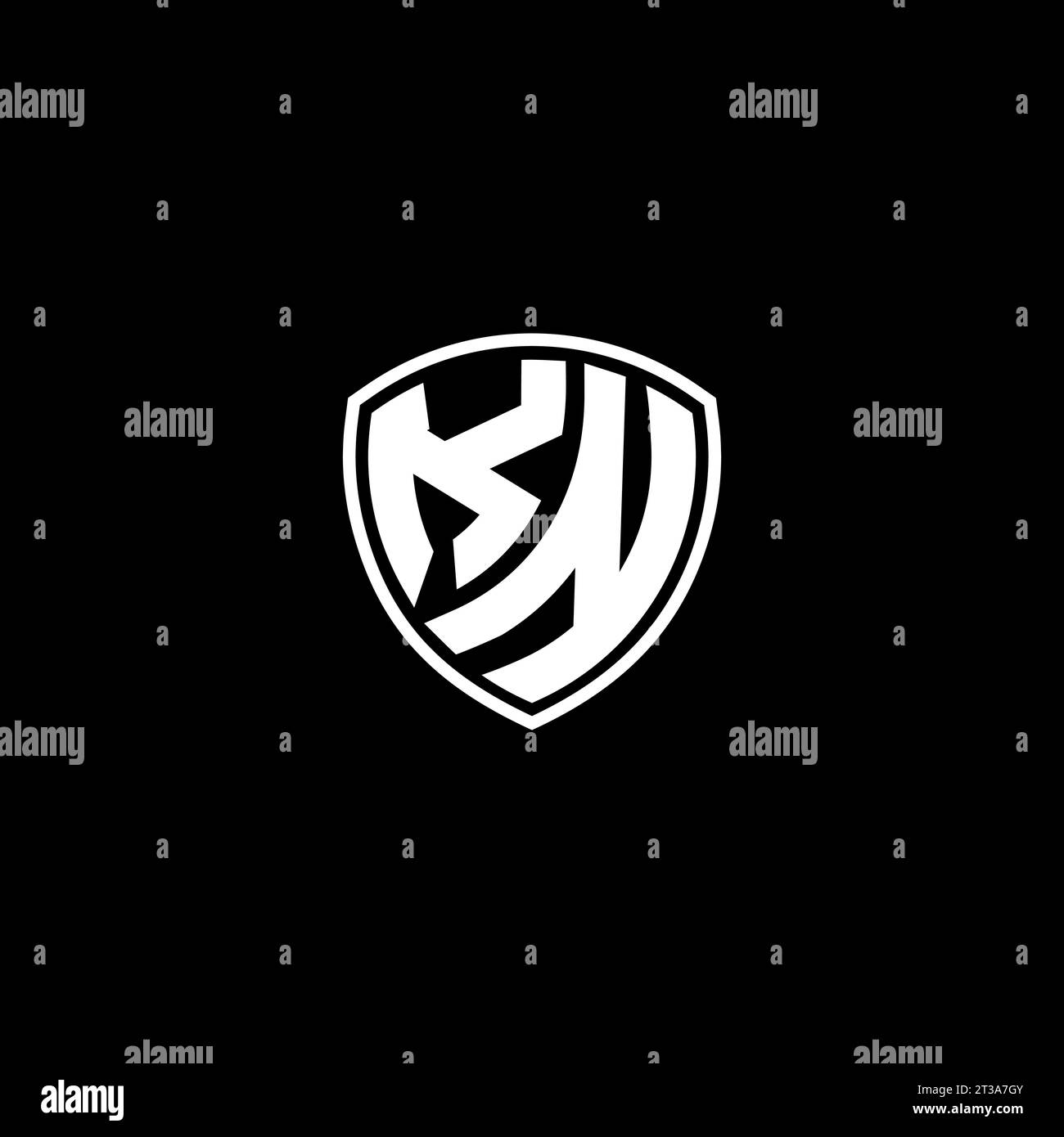 KN logo monogram emblem style with shield shape design template ideas Stock Vector