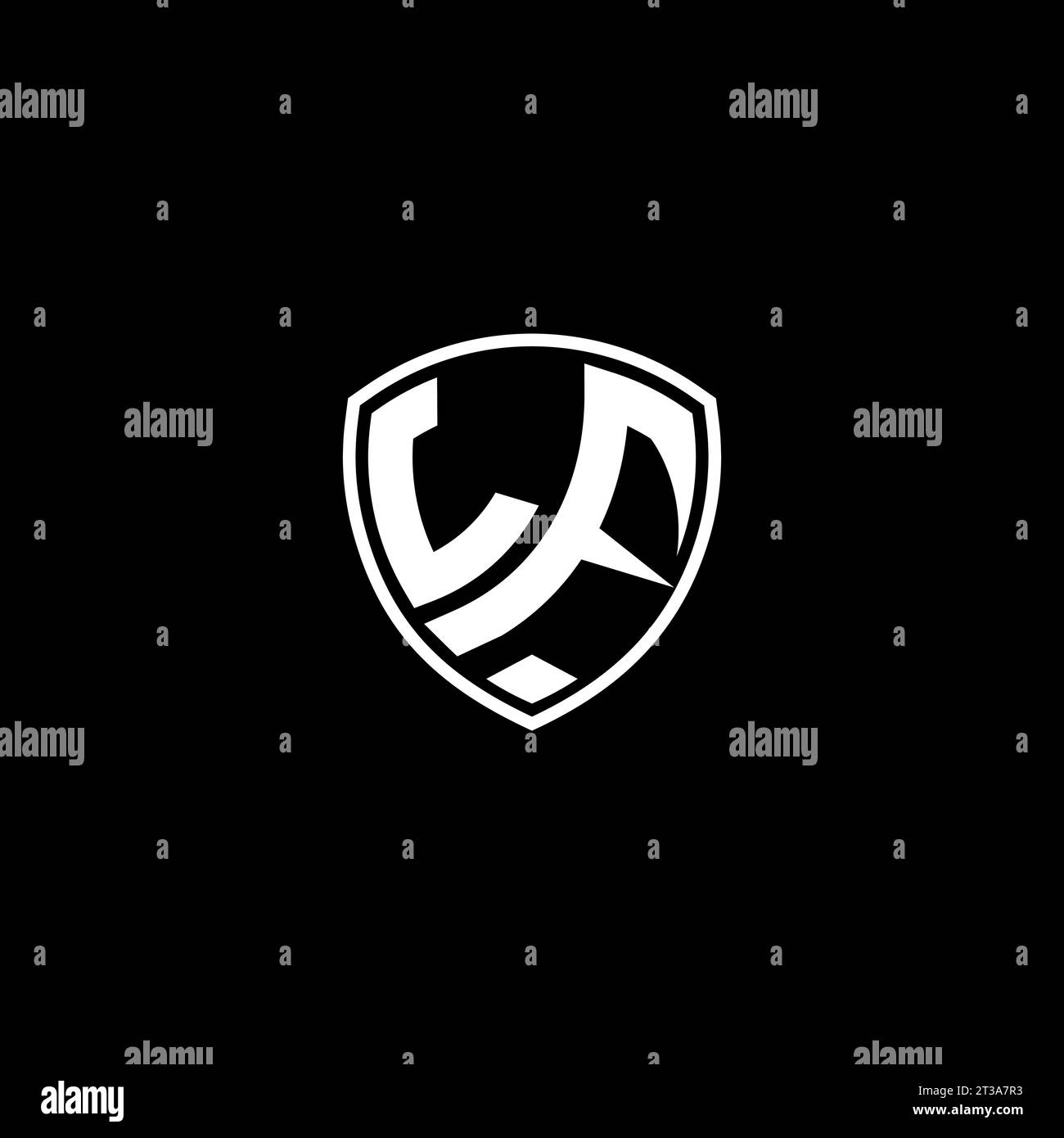 LF logo monogram emblem style with shield shape design template ideas Stock Vector