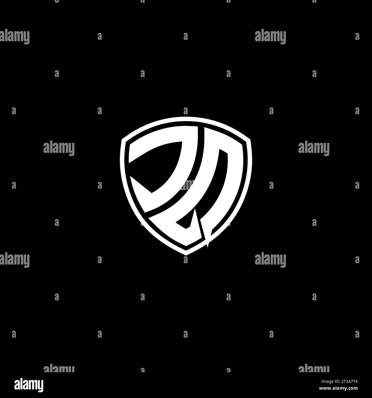 JQ logo monogram emblem style with shield shape design template ideas Stock Vector