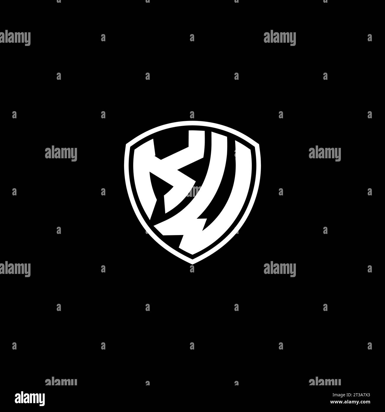 KW logo monogram emblem style with shield shape design template ideas Stock Vector