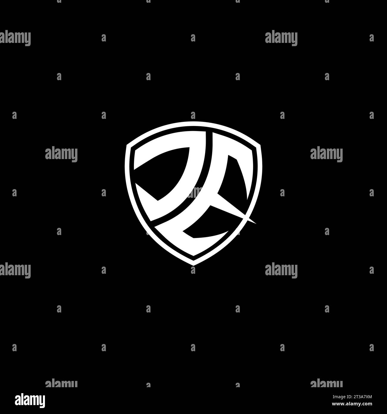 JE logo monogram emblem style with shield shape design template ideas Stock Vector