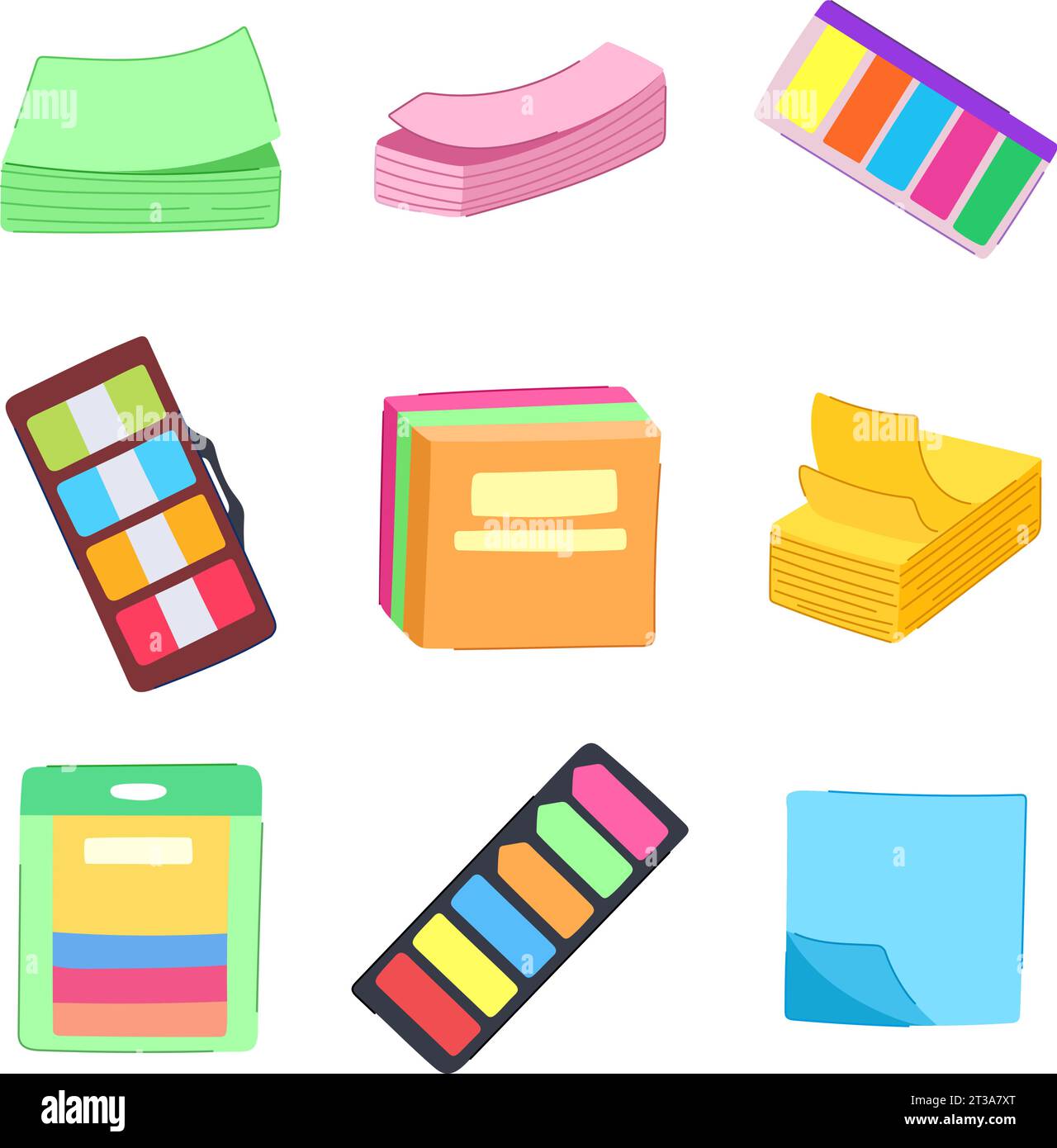 Note Card Stack Cartoon note sticker set cartoon vector illustration Stock Vector Image & Art ...