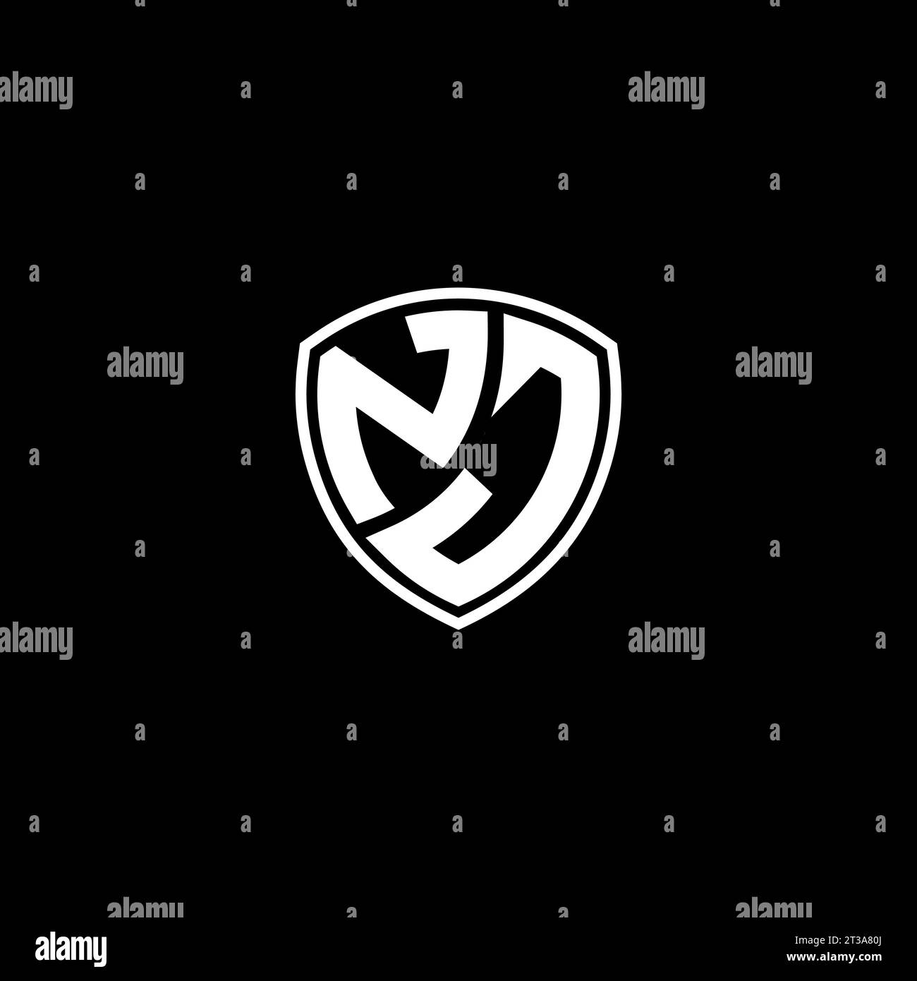NJ logo monogram emblem style with shield shape design template ideas Stock Vector