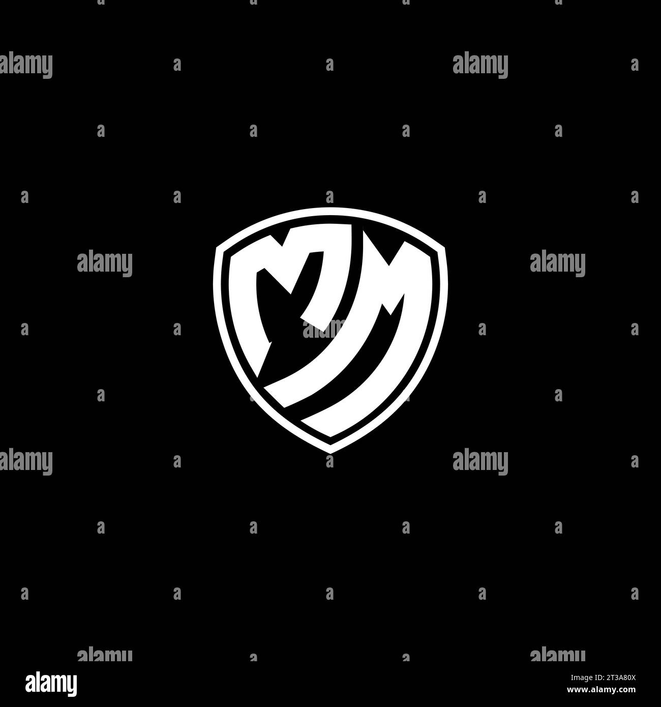 Mm logo monogram with shield around crown shape Vector Image