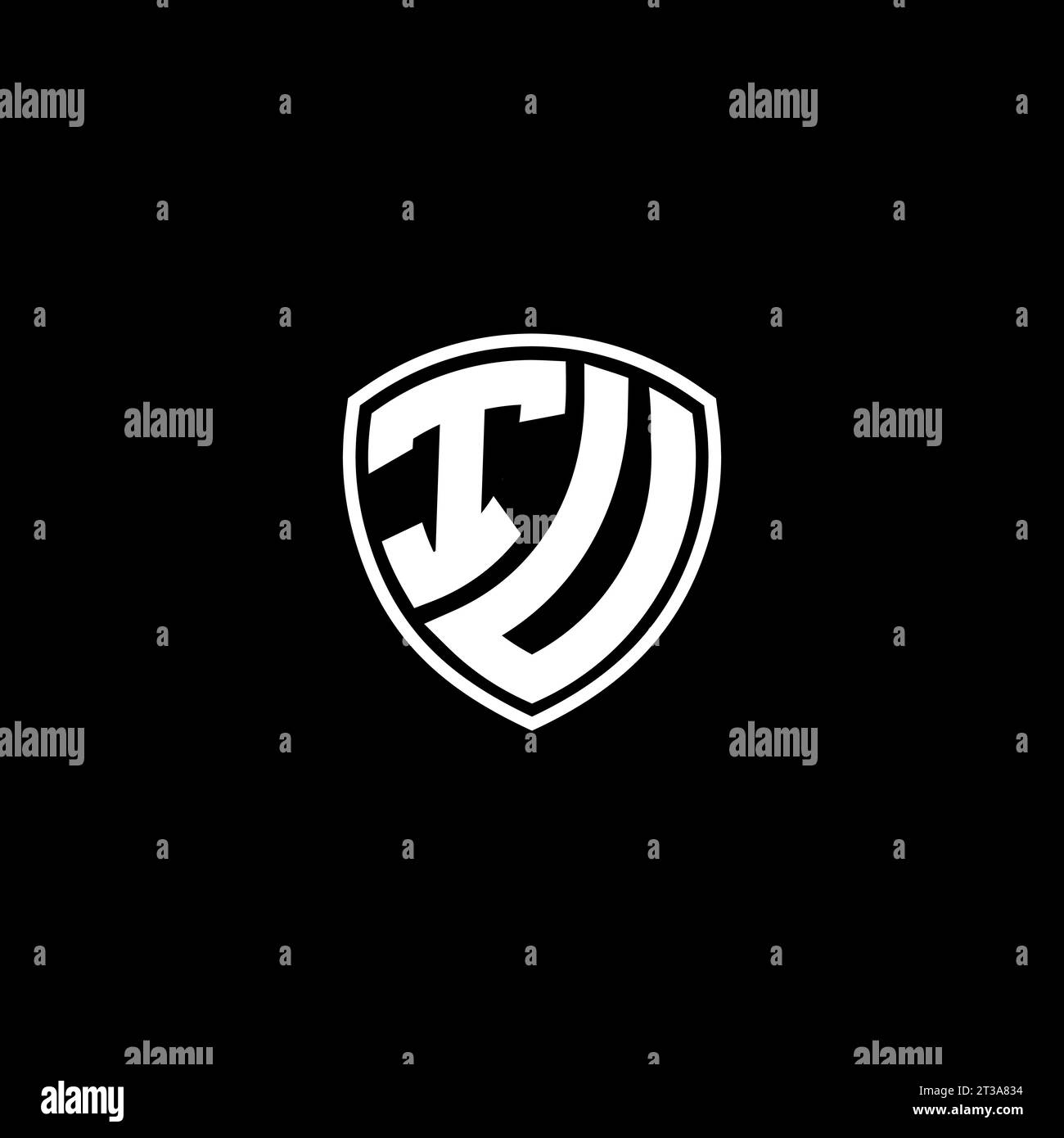 IU logo monogram emblem style with shield shape design template ideas Stock Vector