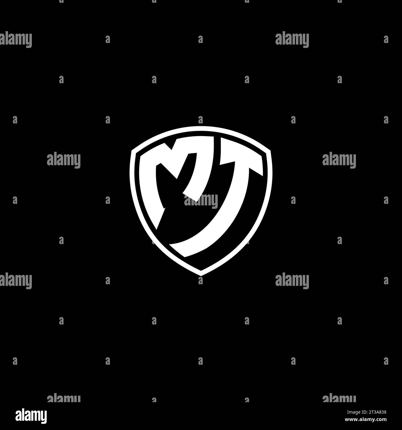 MT logo monogram emblem style with shield shape design template ideas Stock Vector