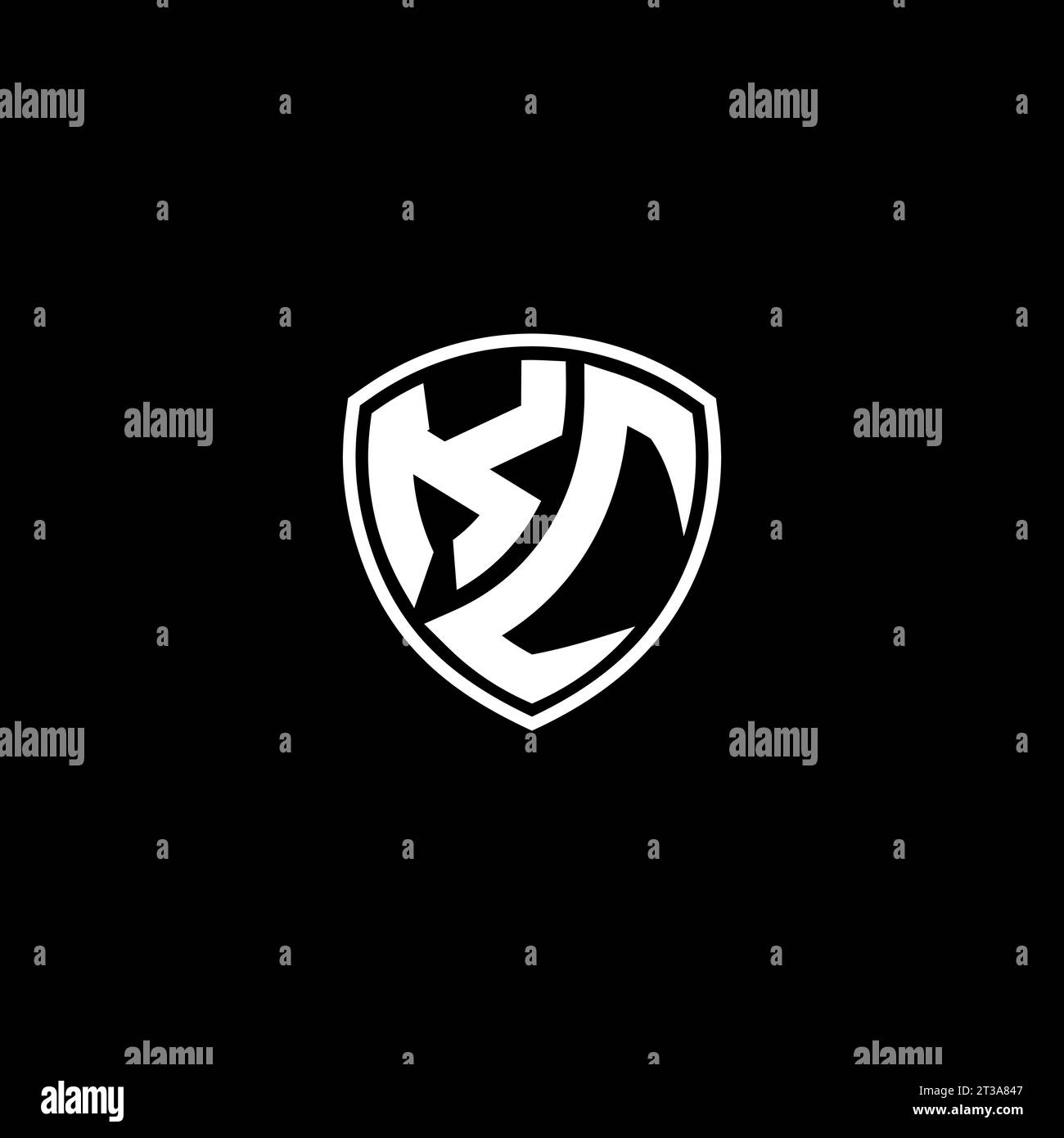 KC logo monogram emblem style with shield shape design template ideas Stock Vector