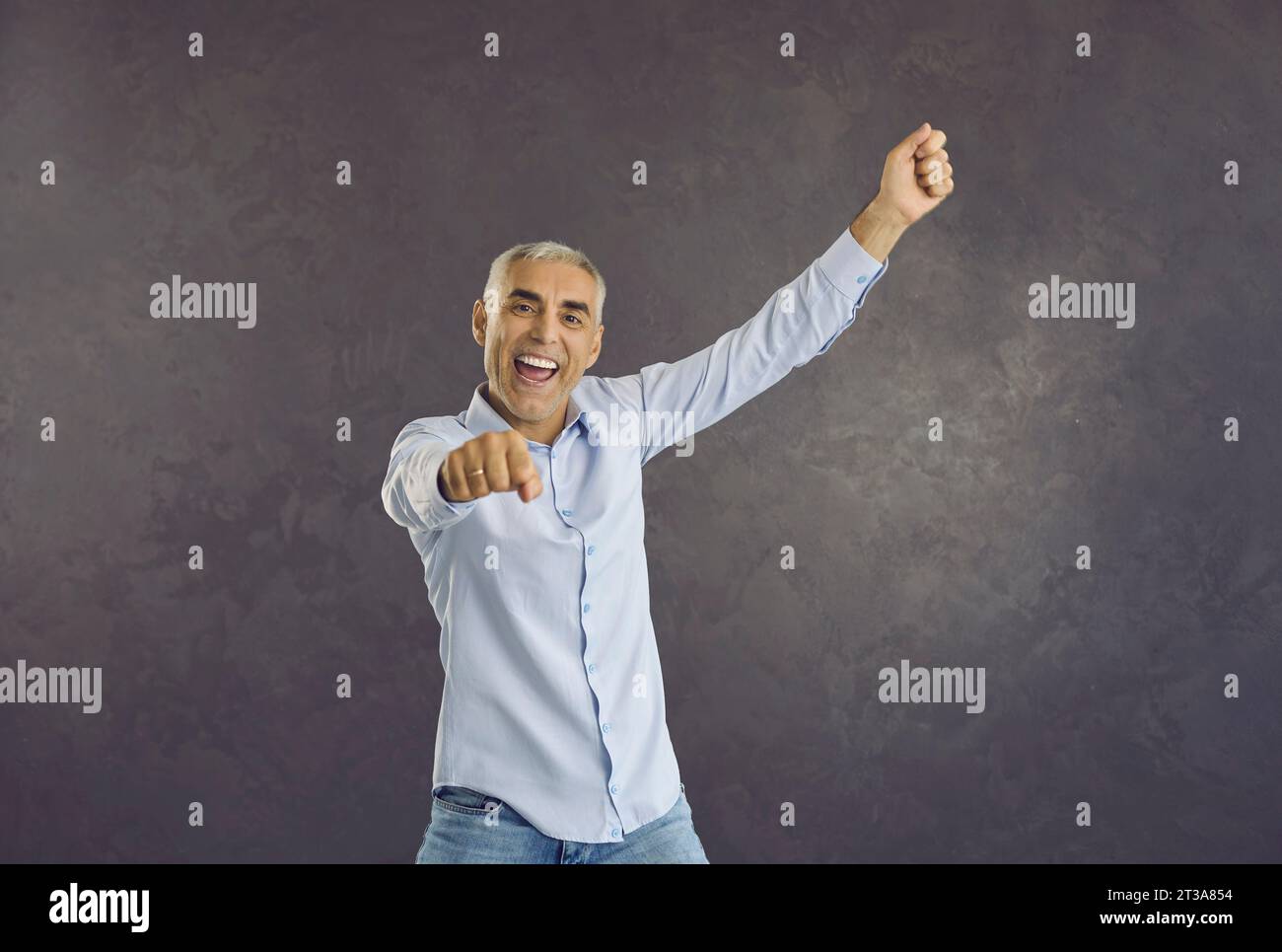 Adult studio portrait happy excited hi-res stock photography and images ...