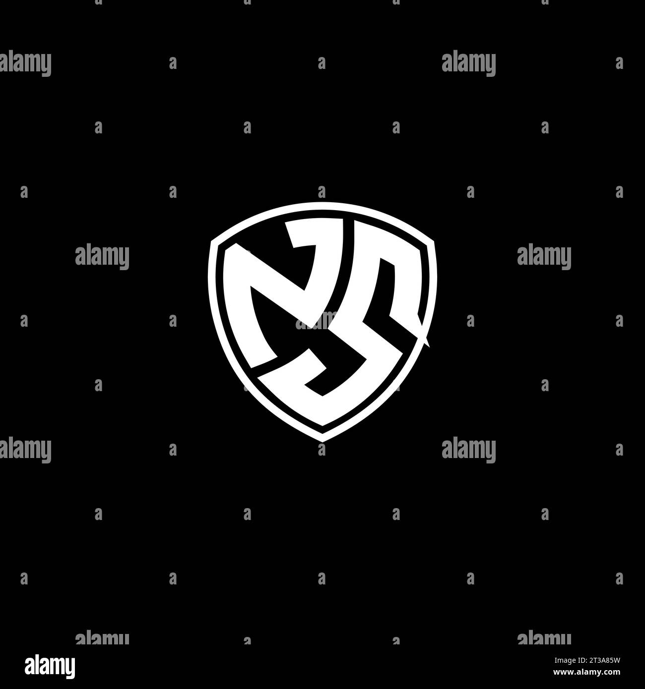 NS logo monogram emblem style with shield shape design template ideas Stock Vector