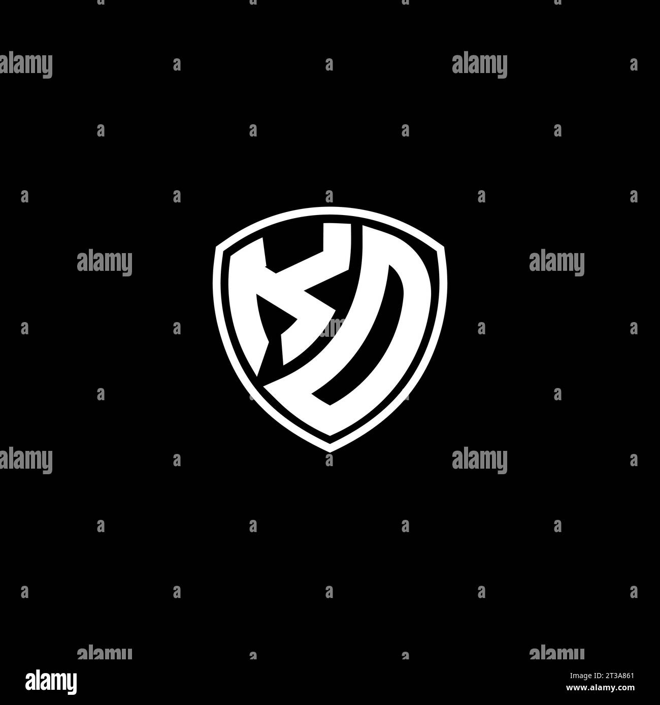 KD logo monogram emblem style with shield shape design template ideas Stock Vector