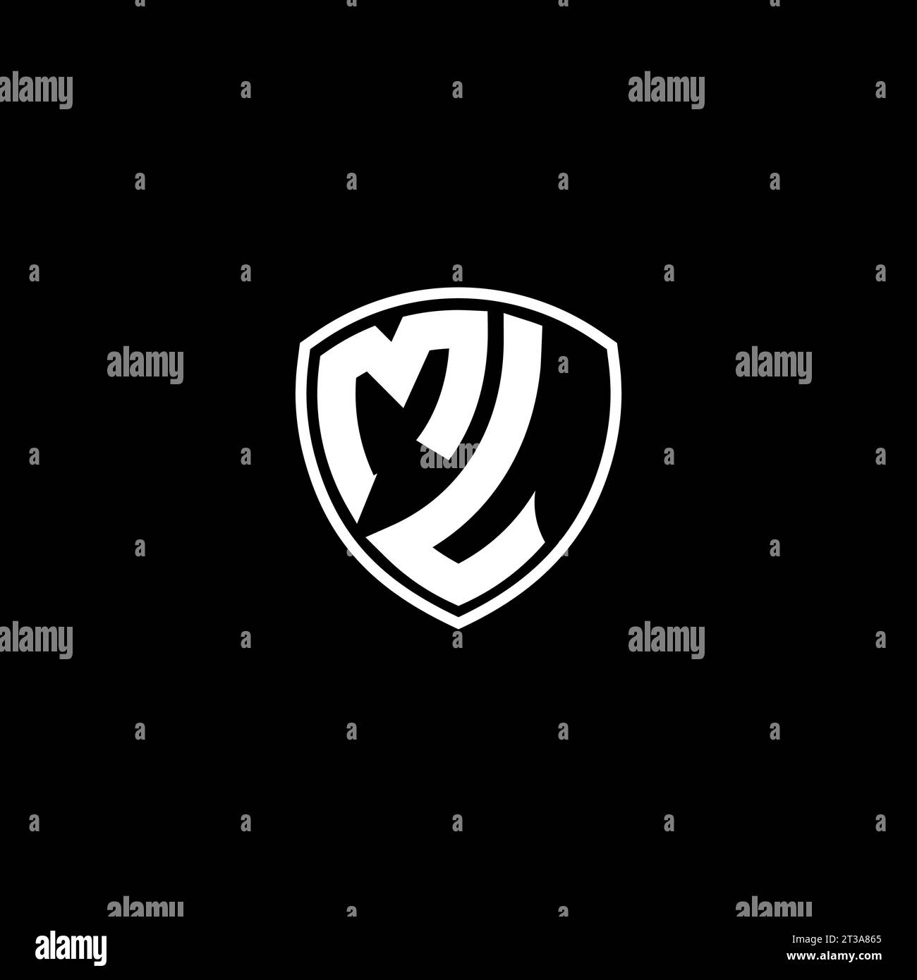 ML logo monogram emblem style with shield shape design template ideas Stock Vector