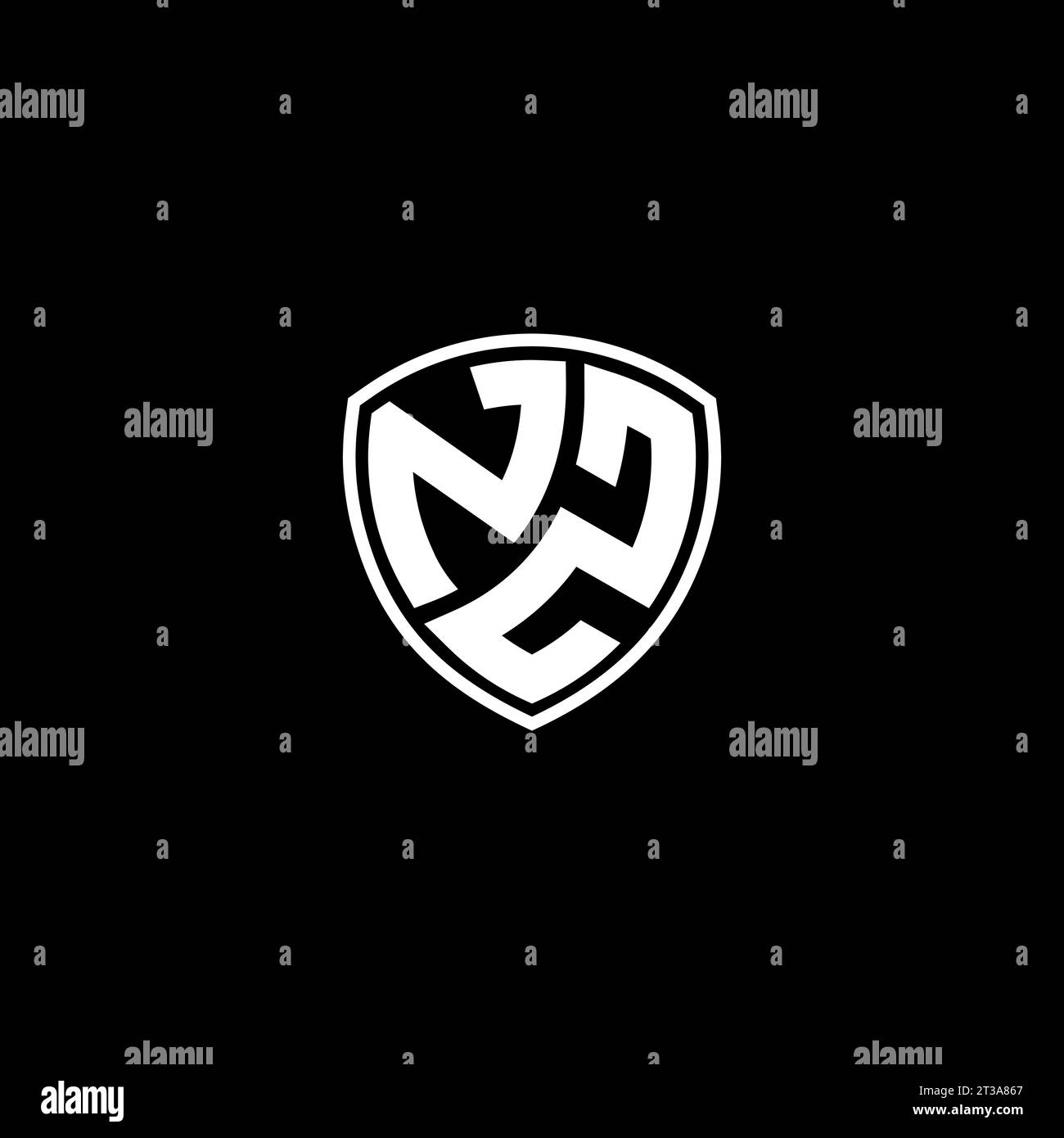 NZ logo monogram emblem style with shield shape design template ideas Stock Vector