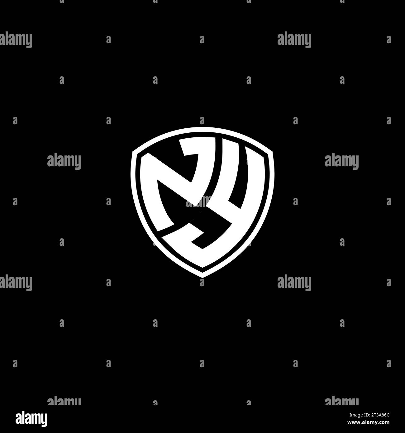 NY logo monogram emblem style with shield shape design template ideas Stock Vector