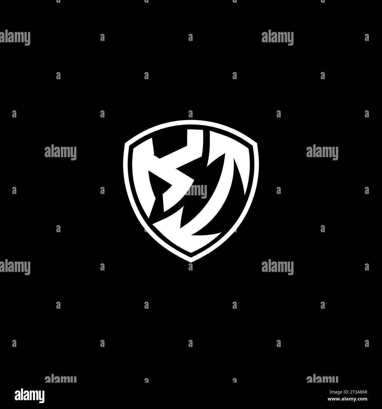 KI logo monogram emblem style with shield shape design template ideas Stock Vector