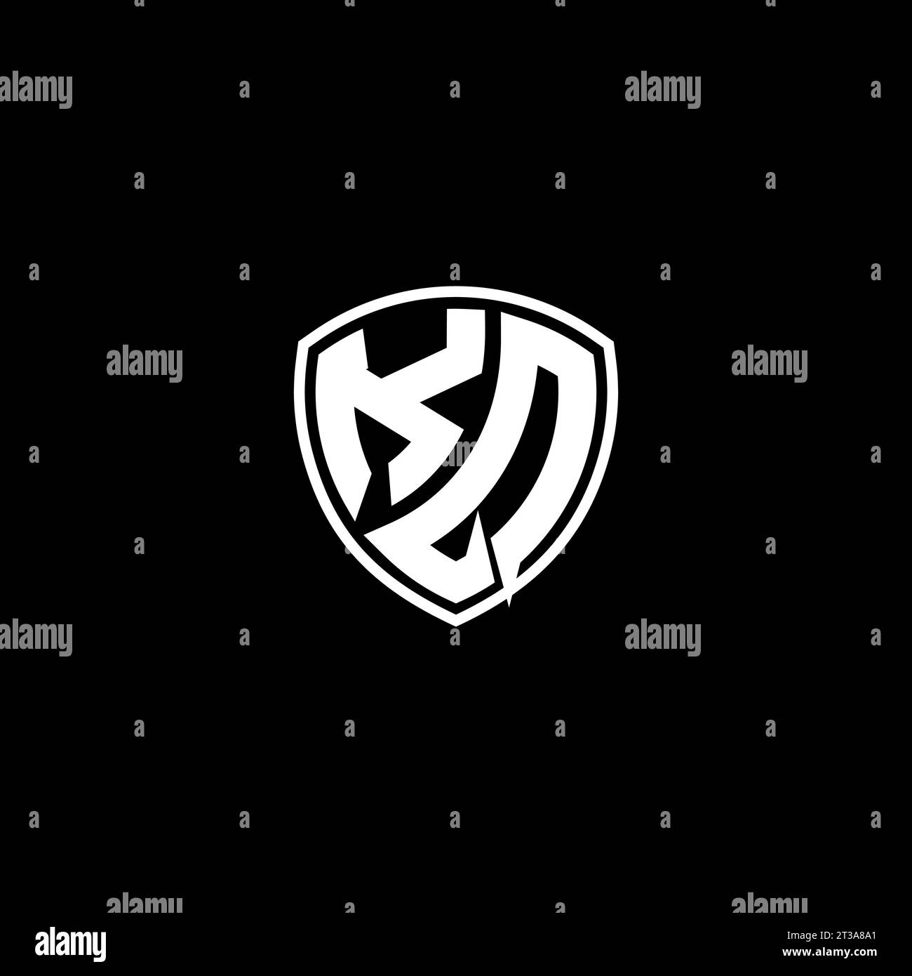 KQ logo monogram emblem style with shield shape design template ideas Stock Vector