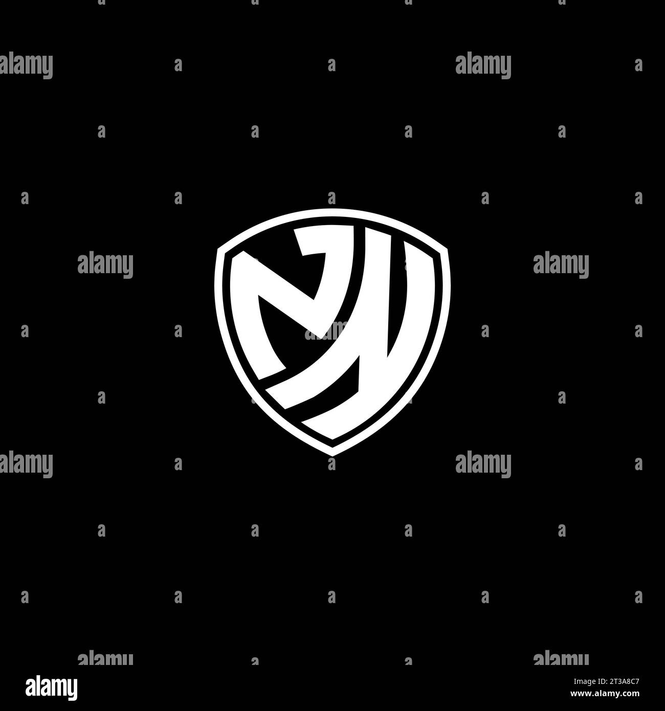 NN logo monogram emblem style with shield shape design template ideas Stock Vector