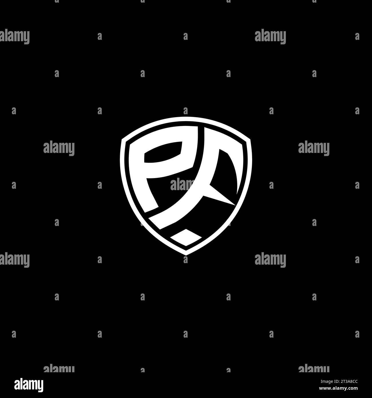 PF logo monogram emblem style with shield shape design template ideas Stock Vector