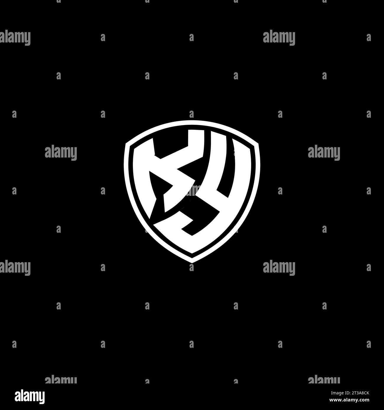 KY logo monogram emblem style with shield shape design template ideas Stock Vector
