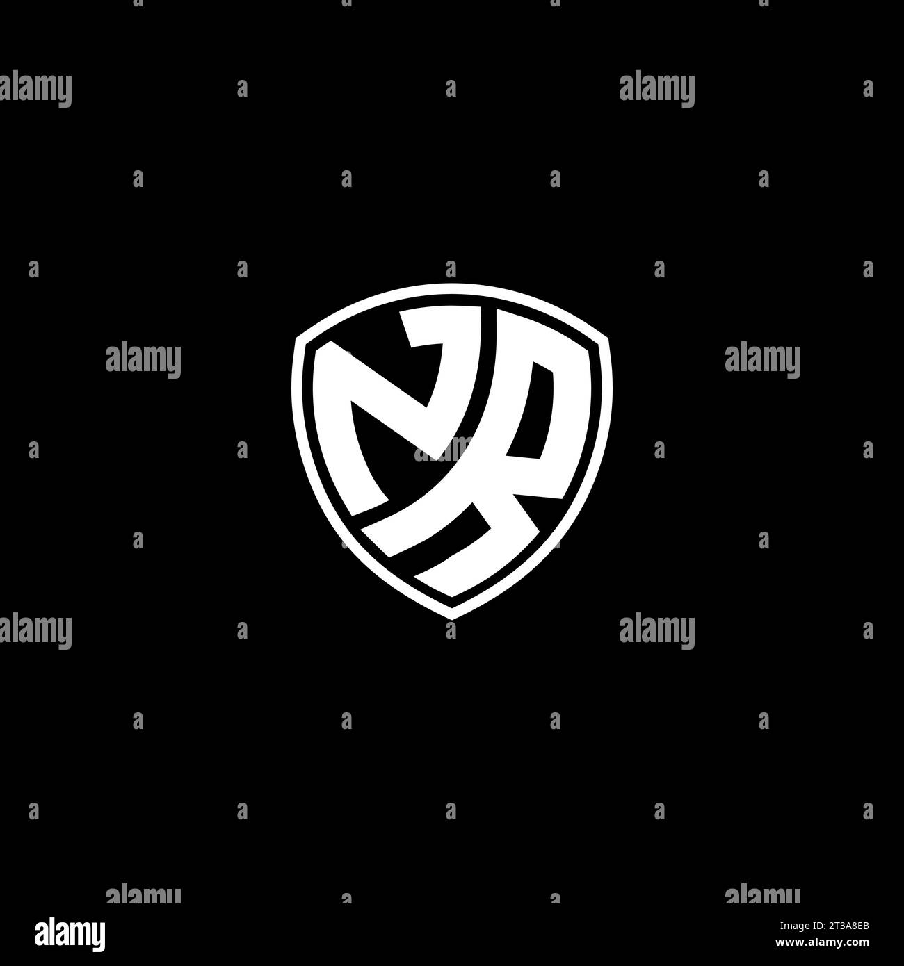 NR logo monogram emblem style with shield shape design template ideas Stock Vector