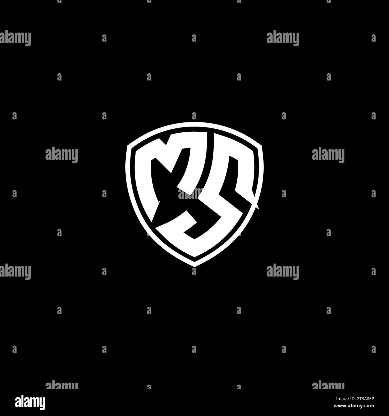 MS logo monogram emblem style with shield shape design template ideas Stock Vector