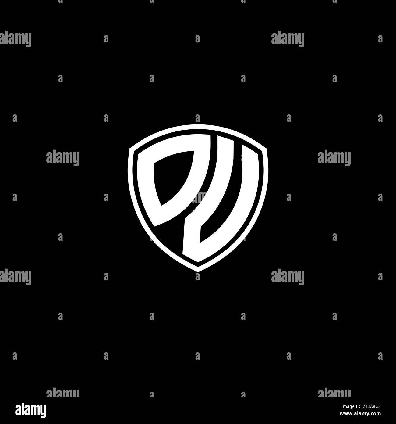 OV logo monogram emblem style with shield shape design template ideas Stock Vector