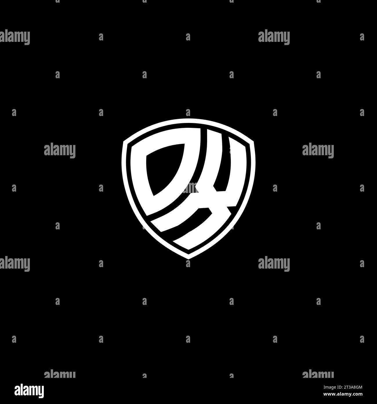 OX logo monogram emblem style with shield shape design template ideas Stock Vector