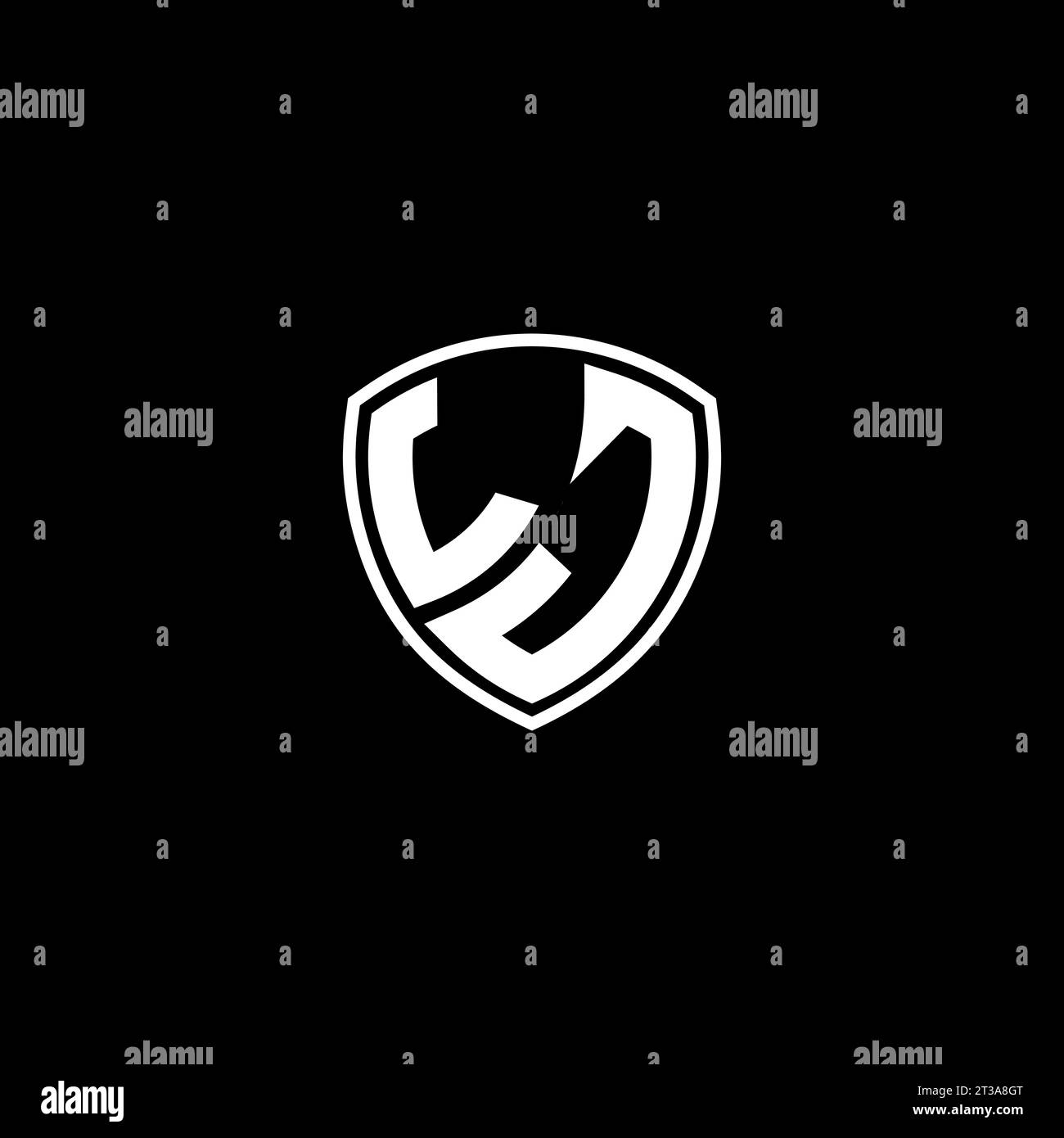 LJ logo monogram emblem style with shield shape design template ideas Stock Vector