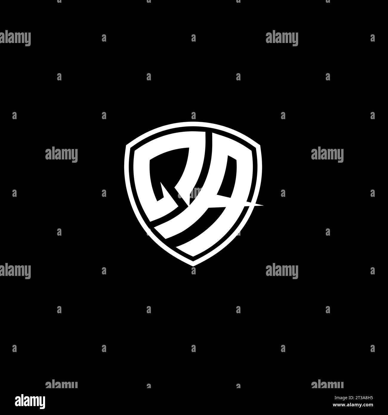 QA logo monogram emblem style with shield shape design template ideas Stock Vector