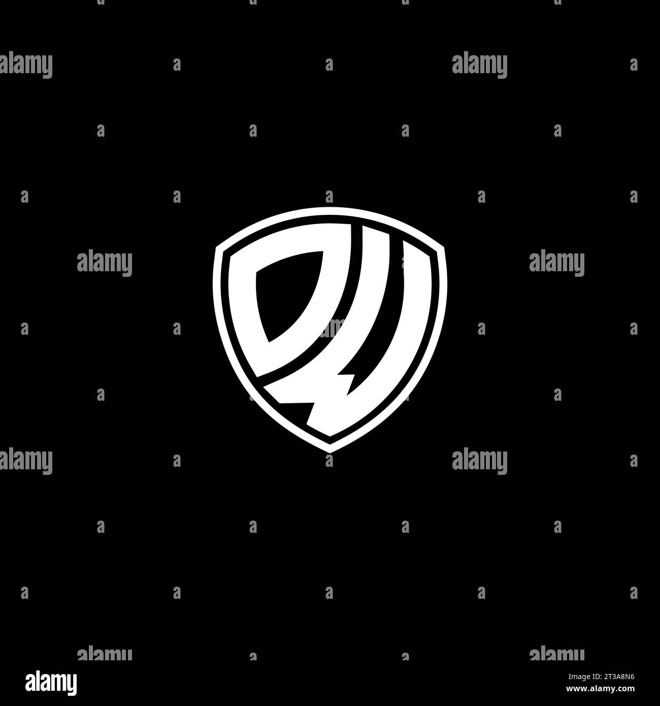 OW logo monogram emblem style with shield shape design template ideas Stock Vector