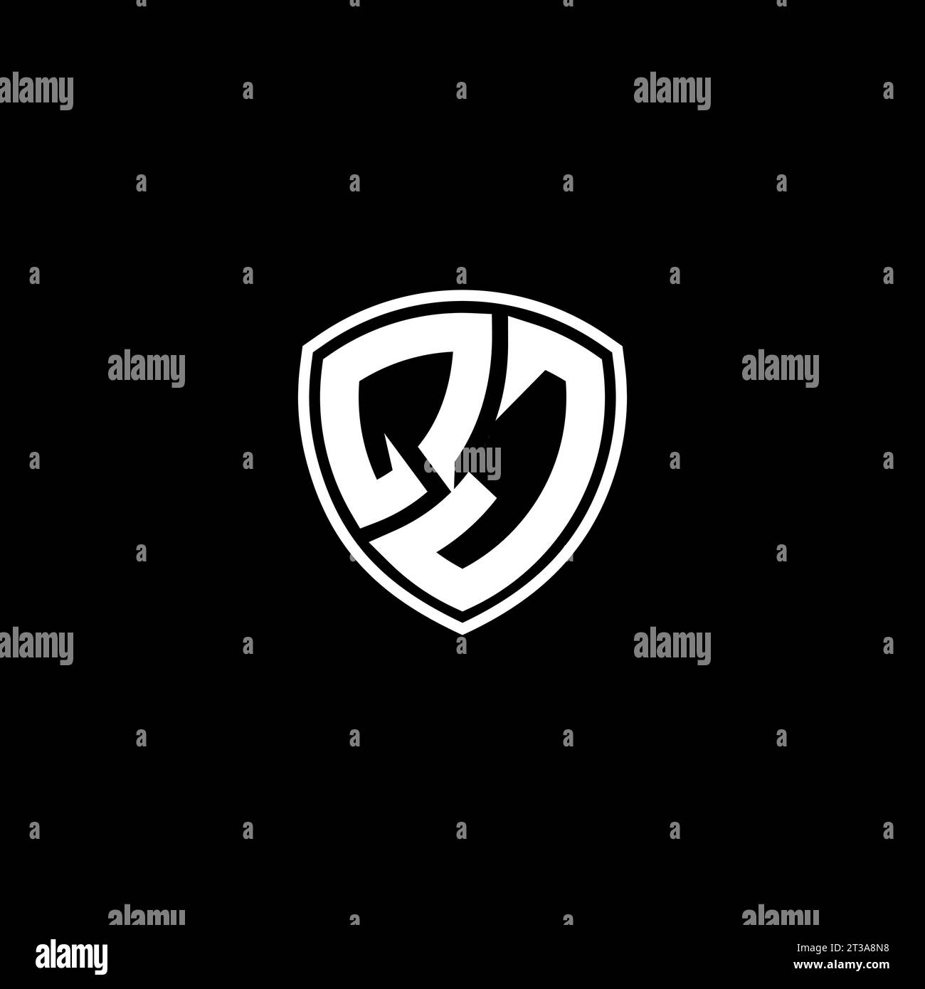 QJ logo monogram emblem style with shield shape design template ideas Stock Vector