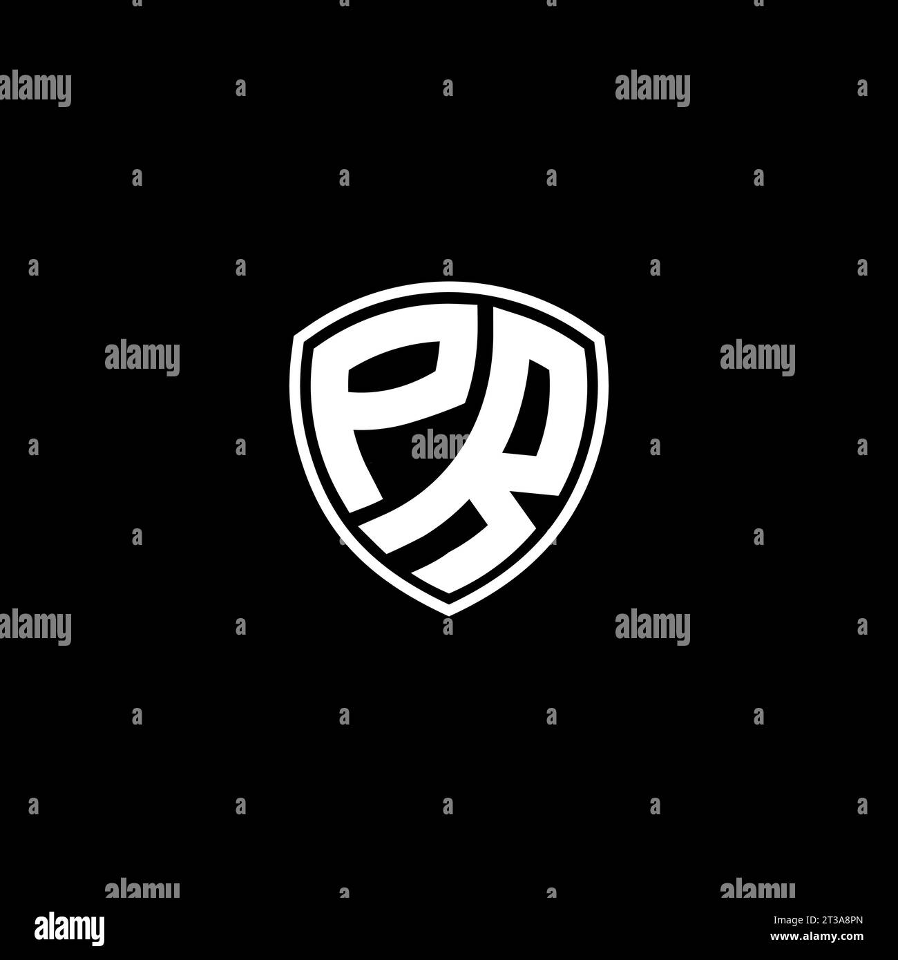 PR logo monogram emblem style with shield shape design template ideas Stock Vector