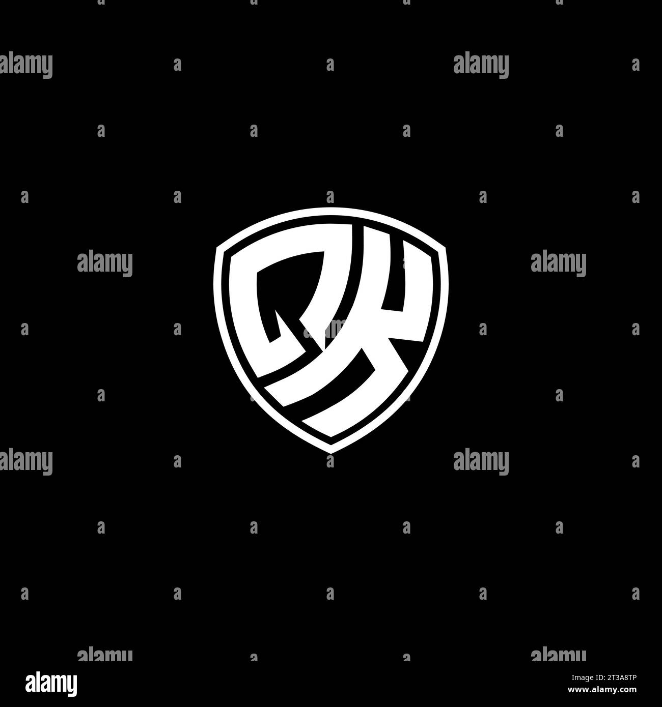 QK logo monogram emblem style with shield shape design template ideas Stock Vector