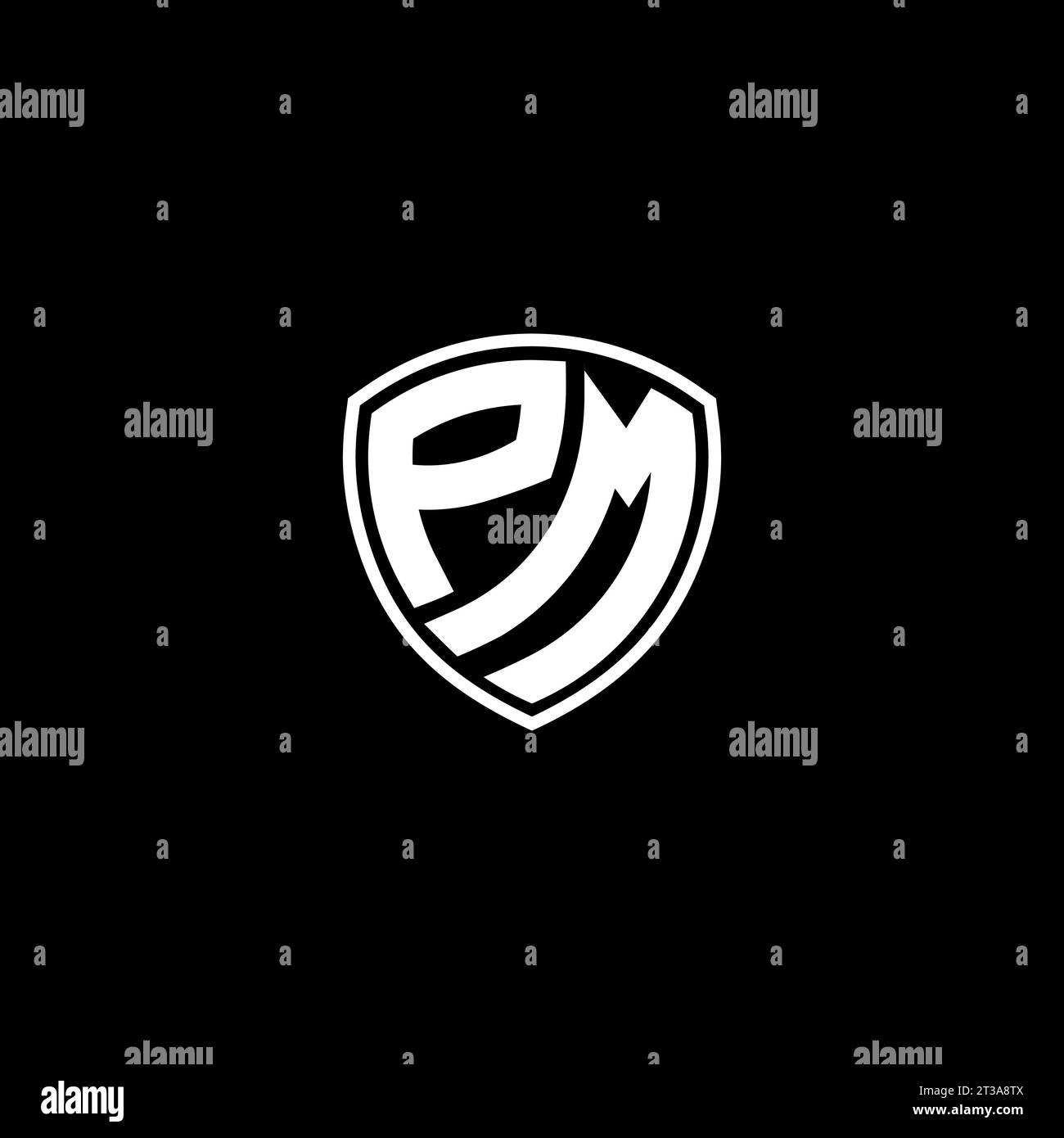 PM logo monogram emblem style with shield shape design template ideas Stock Vector