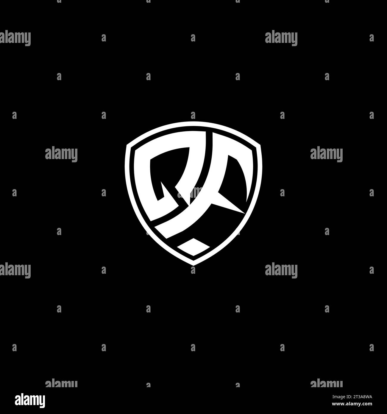 QF logo monogram emblem style with shield shape design template ideas Stock Vector