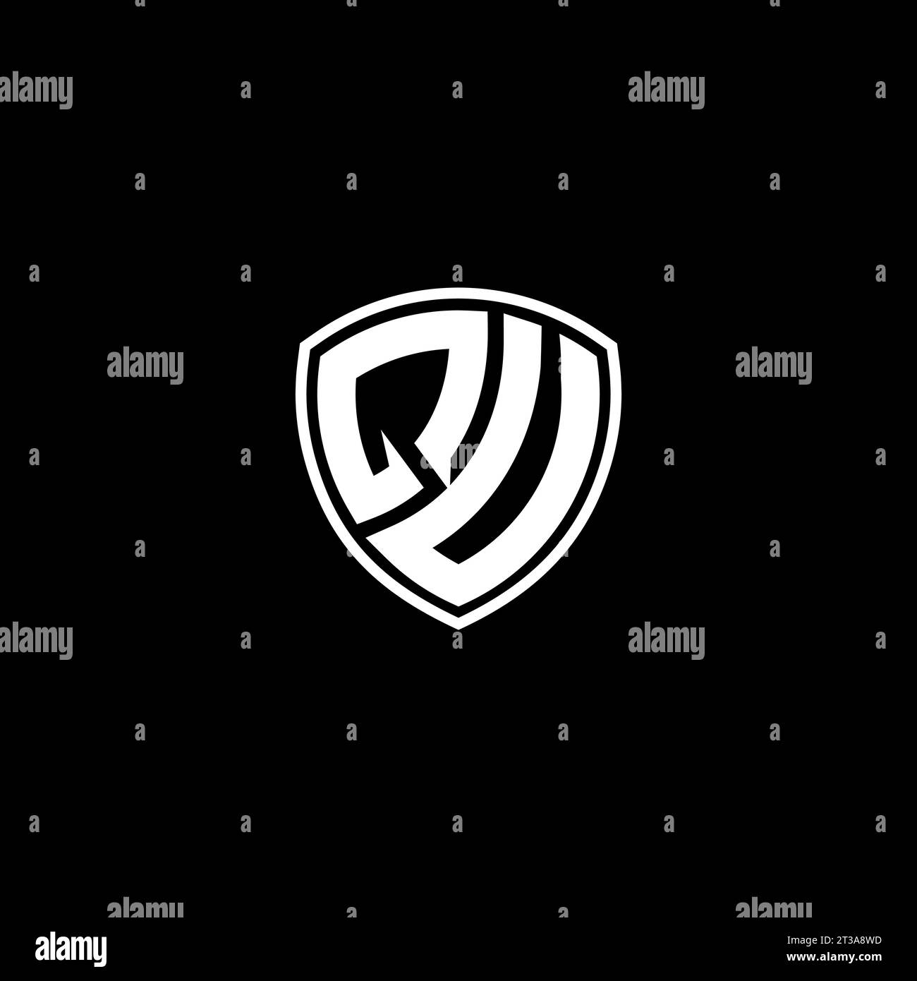 QU logo monogram emblem style with shield shape design template ideas Stock Vector