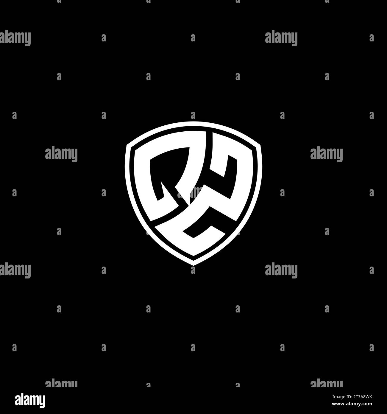 QZ logo monogram emblem style with shield shape design template ideas Stock Vector