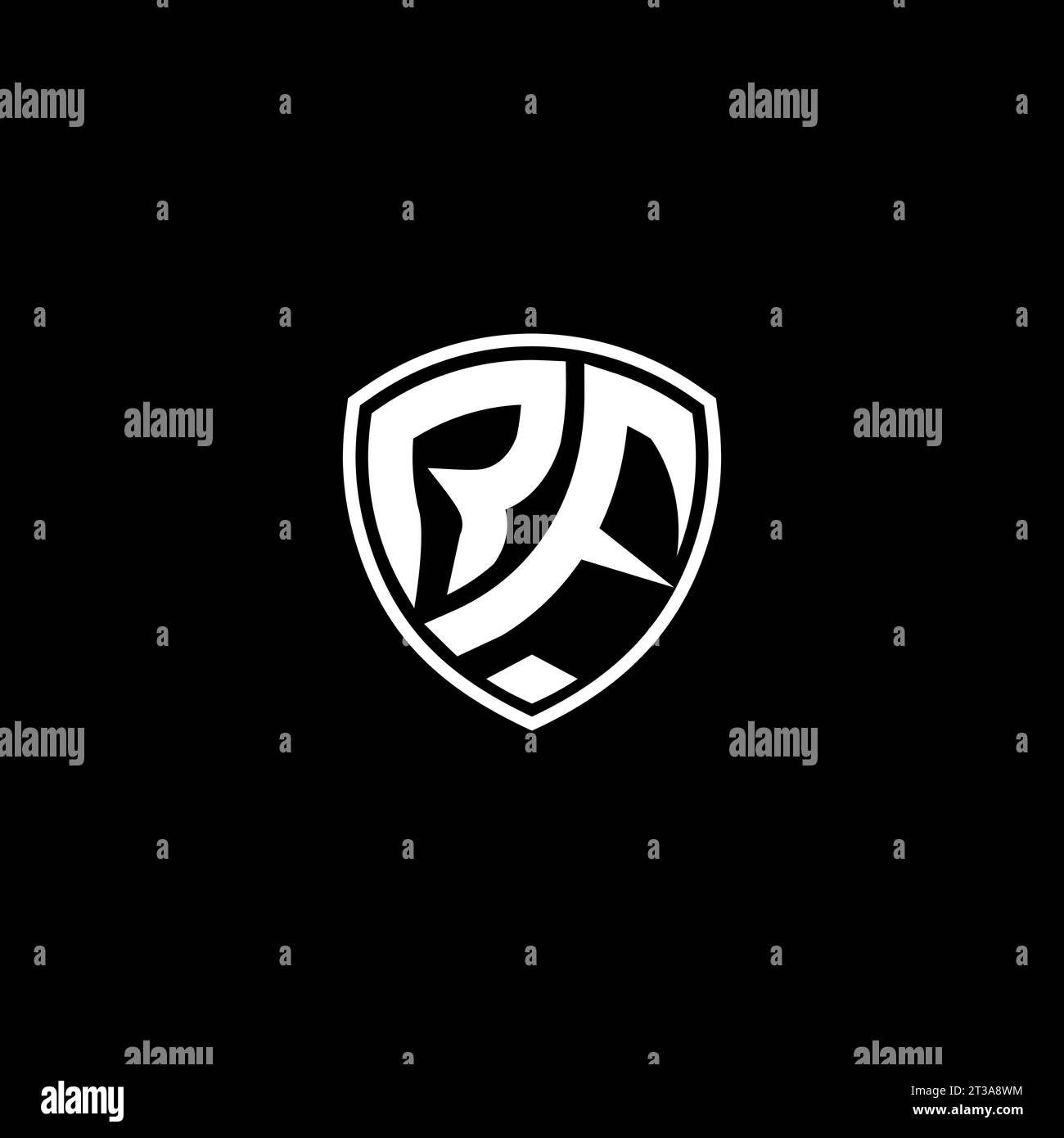 RF logo monogram emblem style with shield shape design template ideas Stock Vector