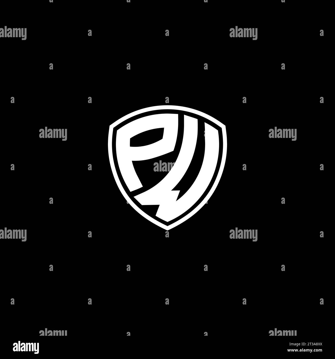 PW logo monogram emblem style with shield shape design template ideas Stock Vector