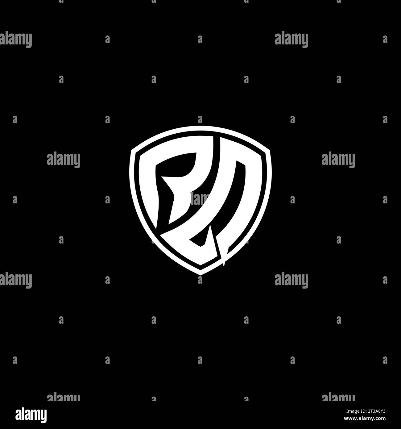 RQ logo monogram emblem style with shield shape design template ideas Stock Vector