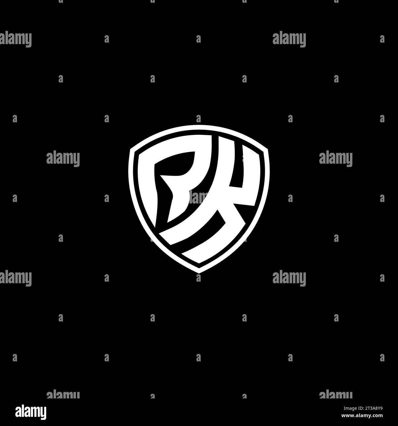 RK logo monogram emblem style with shield shape design template ideas Stock Vector