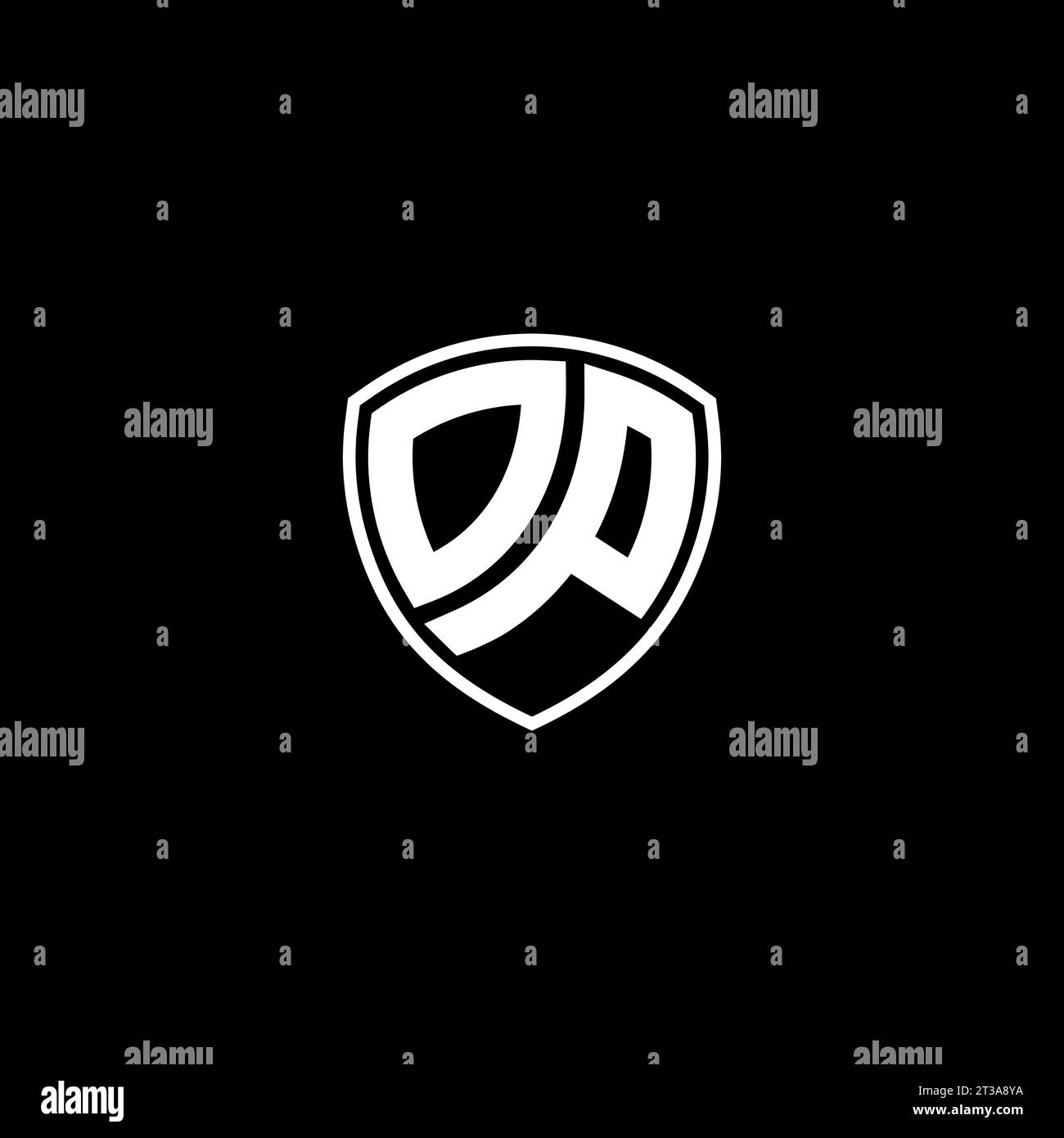 OP logo monogram emblem style with shield shape design template ideas Stock Vector