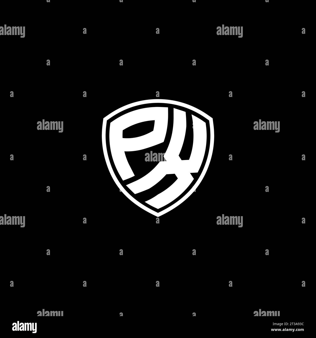 PX logo monogram emblem style with shield shape design template ideas Stock Vector